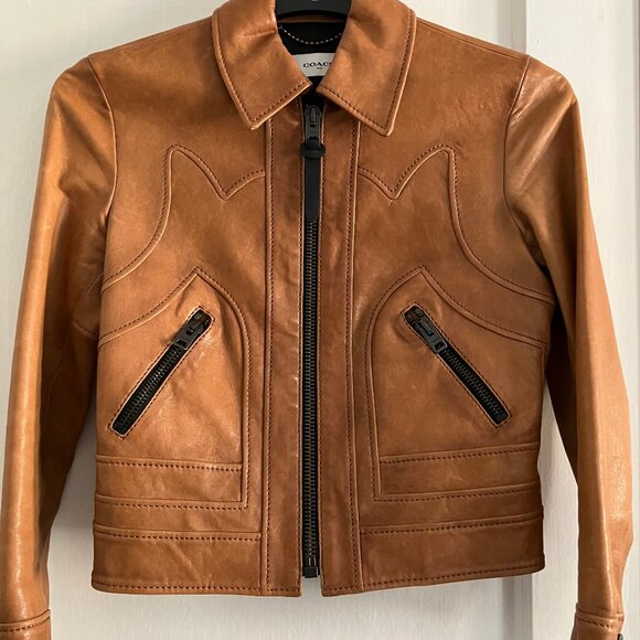 RARE Coach Cropped Leather Jacket - Picture 2 of 11